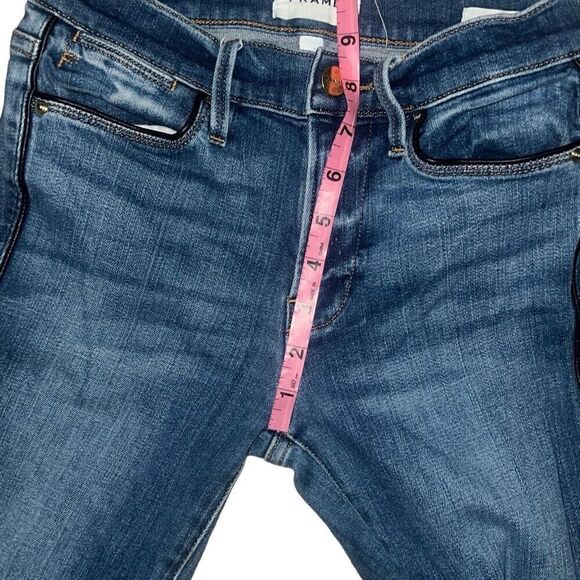 Frame Denim Le High Skinny Denim Jeans Serrano Black Piping Sz 24 Stretch - Picture 5 of 8